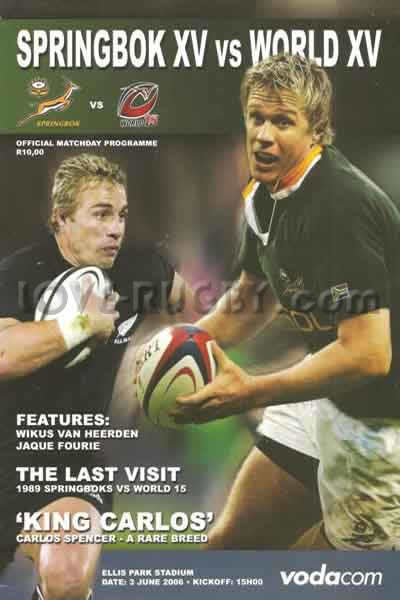 2006 South Africa v World XV  Rugby Programme